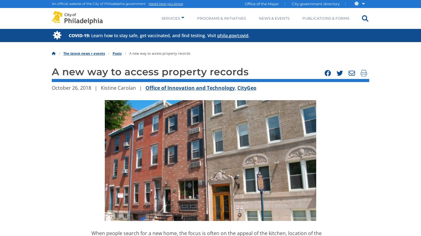 A new way to access property records - City of Philadelphia